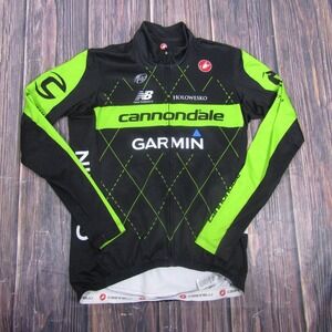 Castelli Cannondale Garmin Cycling Jersey Mens Large Black Full Zip Long Sleeve